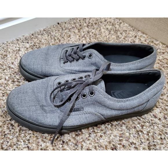 Vans Gray Canvas Lace-Up Sneakers Size US Men 7 / Women 8.5 Casual Skate Shoes - Picture 3 of 7